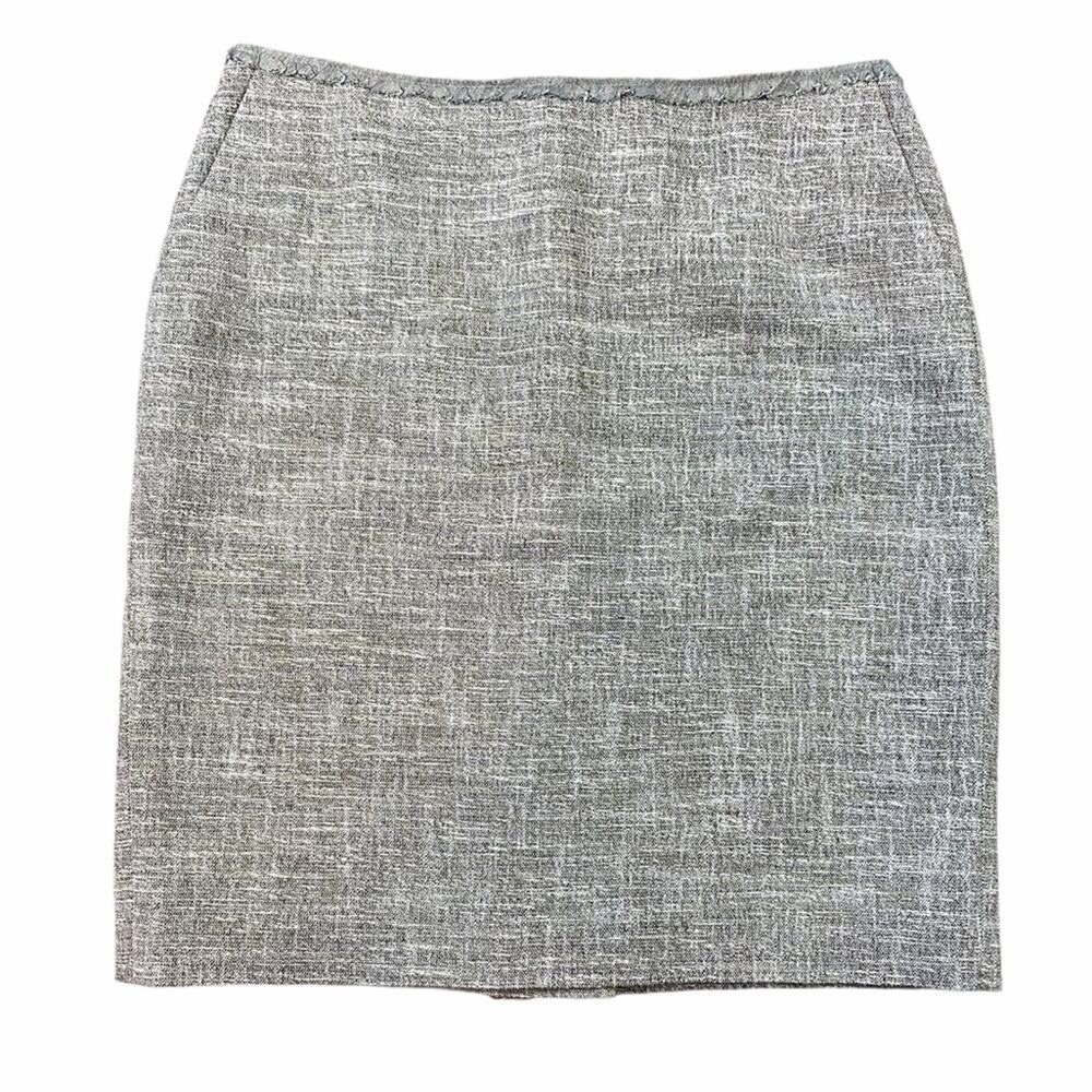 Ann Taylor Tweed Pencil Skirt Gray Pockets Fully Lined Size 8 Career Office
